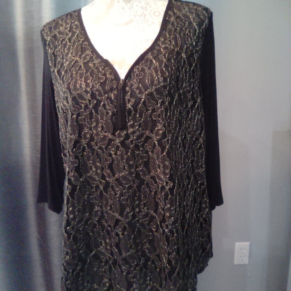 Black & Gold Lace Blouse